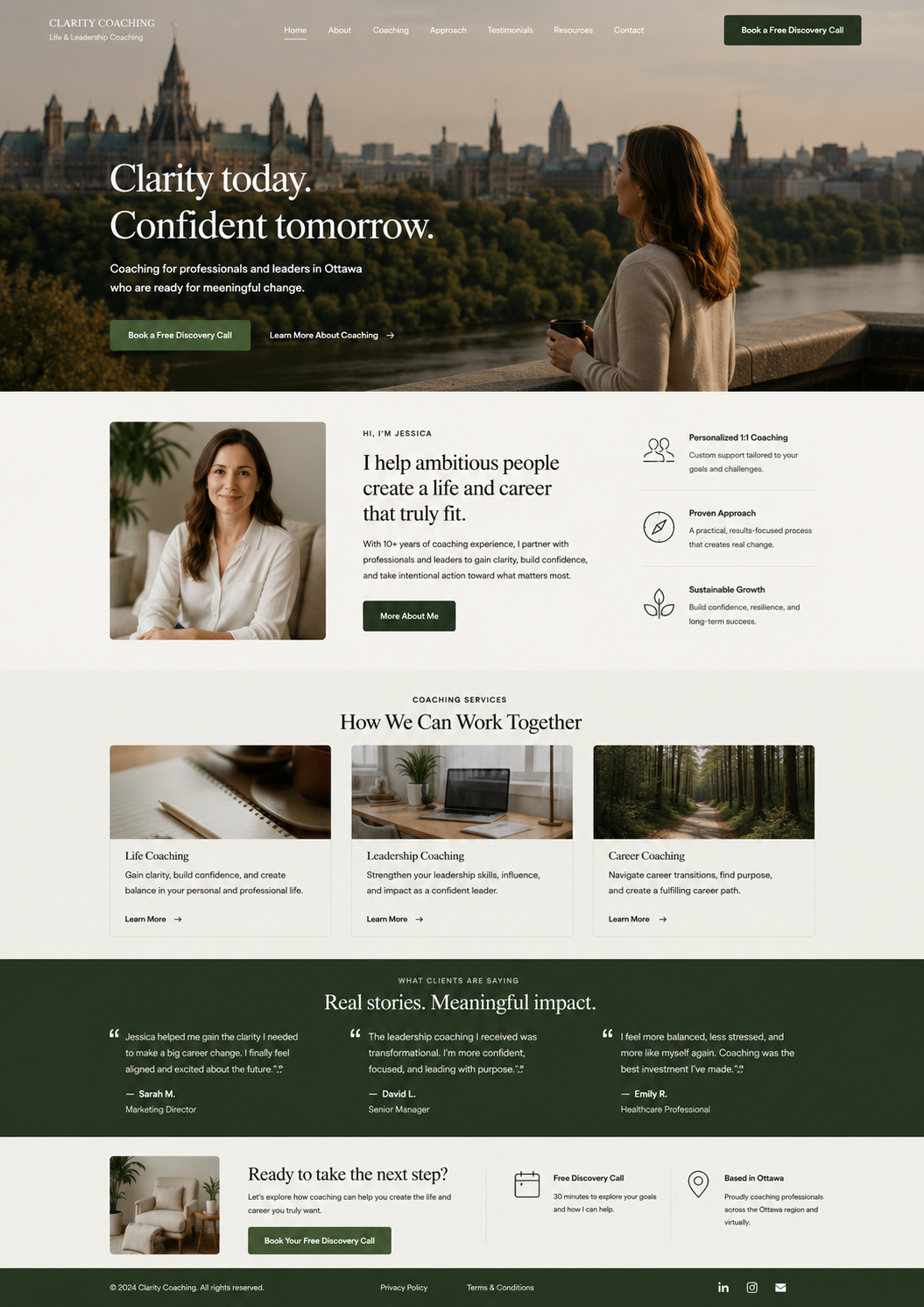 Clarity Coaching Website — Ottawa website mockup