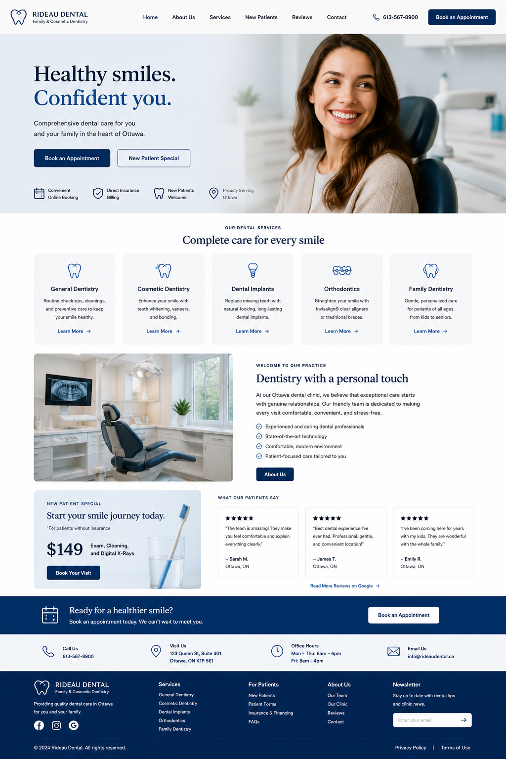 Rideau Dental — Ottawa website mockup