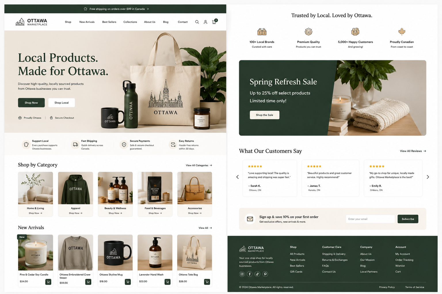 Ottawa Marketplace E-commerce Storefront — Ottawa website mockup